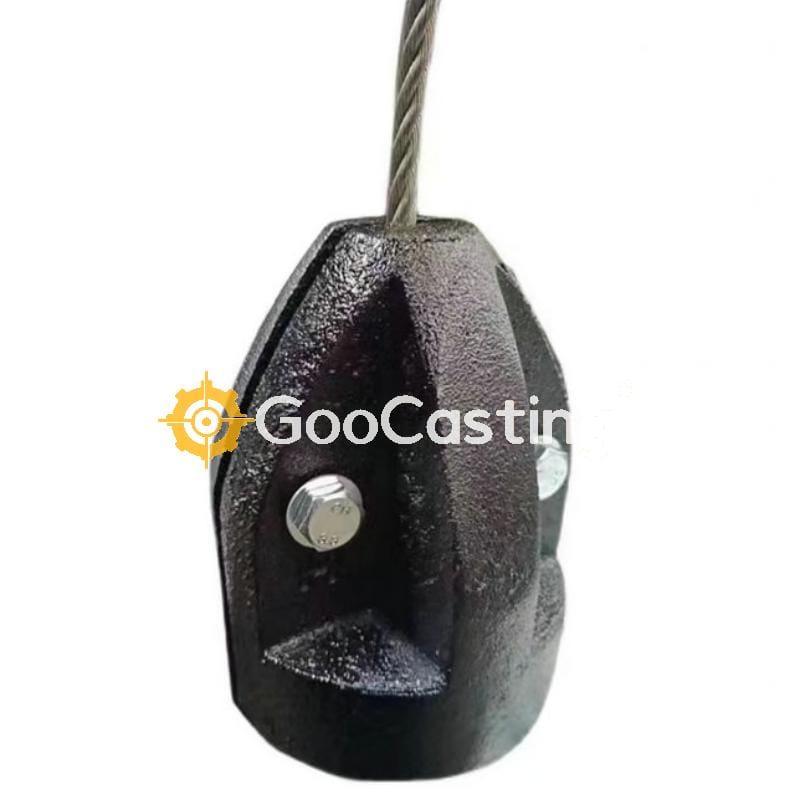 Custom Sand Casting Grey Iron Wire Rope Lock Cone, Self-locking Structure for Cable Fixing